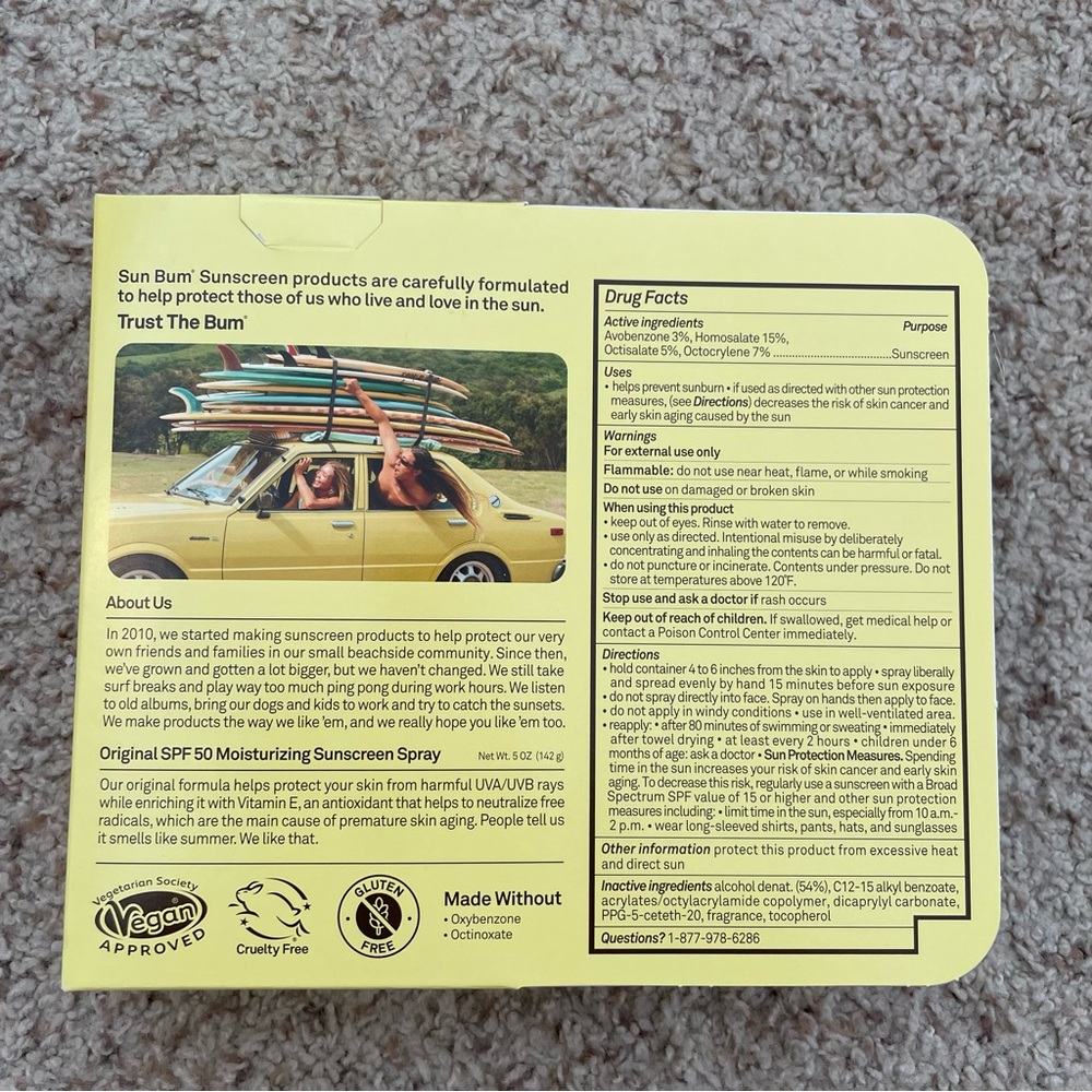 2 Pack Of Sun Bum Moisturizing Sunscreen Spray SPF 50 5 Ounce New, Exp 12/2027. - Picture 2 of 3